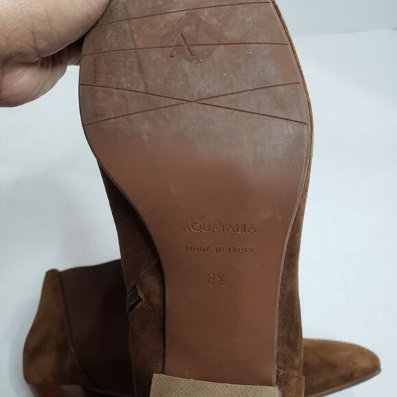Aquatalia Farrell Waterproof Suede Ankle Booties Size 8.5 in Chesnut Color - Picture 11 of 13
